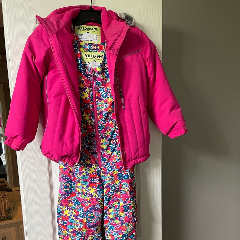 Kids Pink Jacket & Floral Snowsuit
